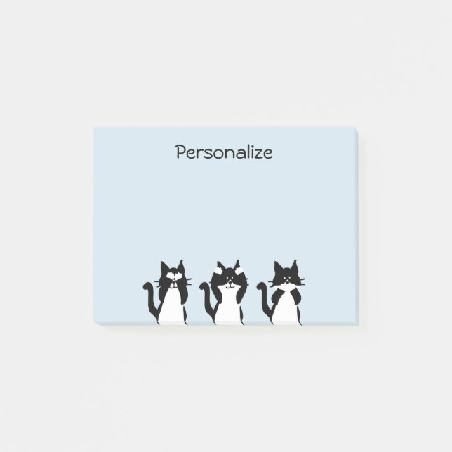 Black White Cats | Three Wise Kitties Post-it Notes (Front)