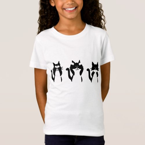 Black White Cats  Three Wise Kitties T_Shirt