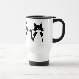 Black White Cats   Three Wise Kitties Travel Mug