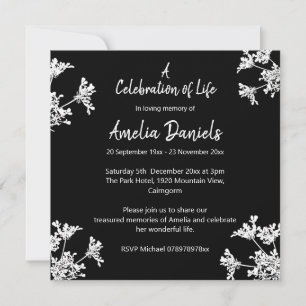 Black & White Celebration of Life Announcement