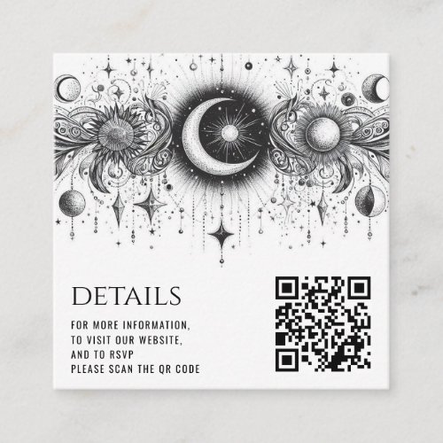 Black  White Celestial QR Code Enclosure Card