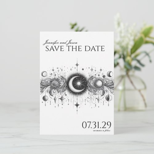 Black  White Celestial Save The Date