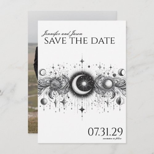 Black  White Celestial Save The Date