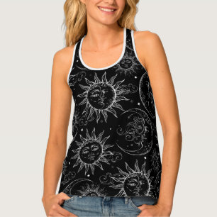 Black & White Celestial Vintage Sun & Moon Tank Top