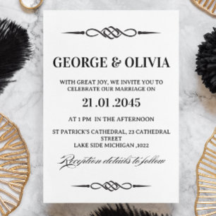 Black White Celtic Knot Arrow Wedding Invitation