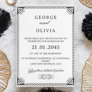Black White Celtic Knot Wedding Invitation