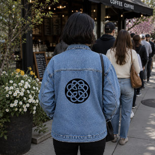 Black White Celtic Knotwork Circle Symbol Denim Jacket