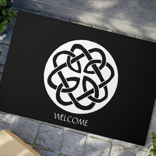 Black White Celtic Knotwork Circle Symbol Doormat (Creator Uploaded)