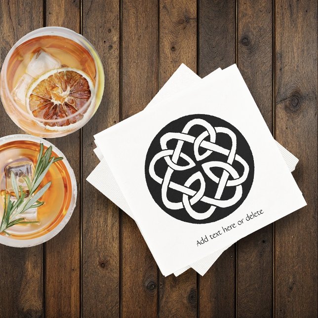 Black White Celtic Knotwork Circle Symbol Napkins (Creator Uploaded)
