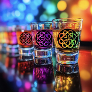 Black White Celtic Knotwork Circle Symbol Shot Glass