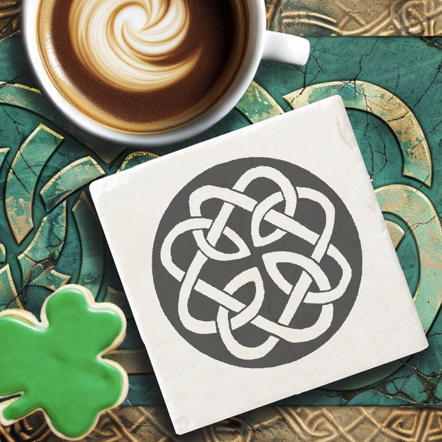 Black White Celtic Knotwork Circle Symbol Stone Coaster (Creator Uploaded)