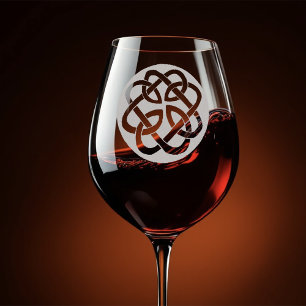 Black White Celtic Knotwork Circle Symbol Wine Glass