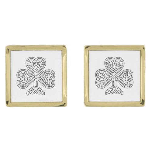 Black White Celtic Shamrock Cufflinks