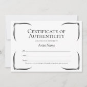 Black & White Certificate of Authenticity Template | Zazzle