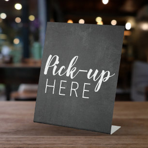 Black & White Chalkboard   Restaurant Pick up Here Pedestal Sign