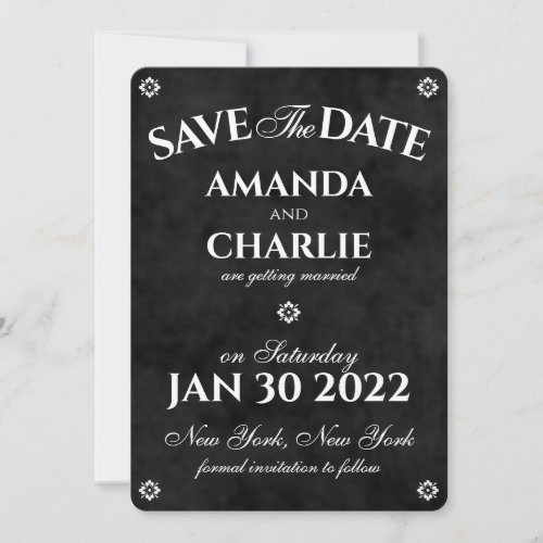 Black  White Chalkboard Save the Date Card