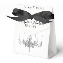 Black White Chandelier Names Date Wedding Favor