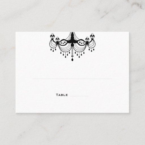 Customizable Black &amp; White Chandelier Place Cards Business Cards