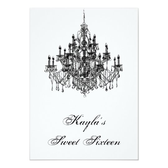 black white chandelier sweet 16 birthday party invitation zazzle com