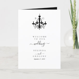 Black White Chandelier Wedding Order of Service Program