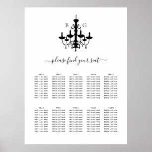 Black White Chandelier Wedding Seating Chart