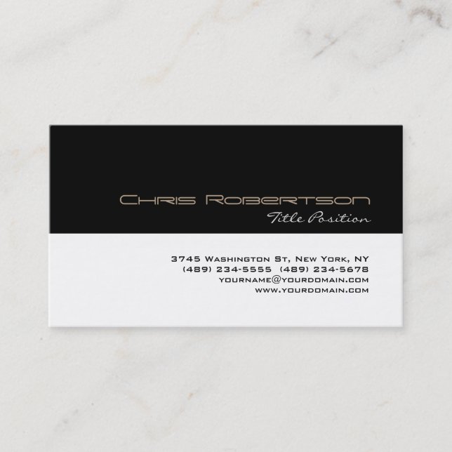 Black White Charming Script Business Card (Front)