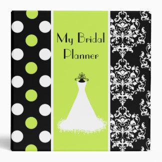 Black, White, & Chartreuse Wedding Planner 3 Ring Binder