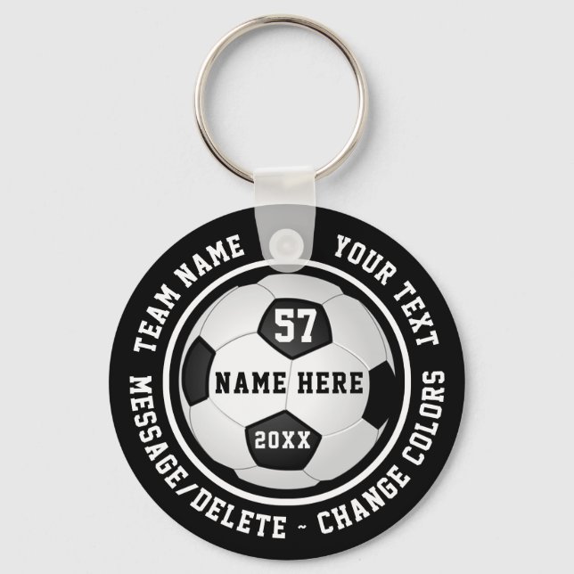 Black, White Cheap Soccer Keychains Soccer Favors (Front)