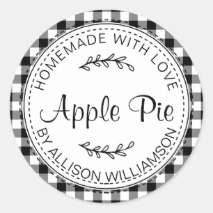 Black White Check Apple Pie Label