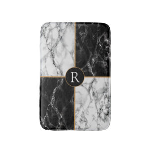 Black White Check Bath Mat Custom Your Letter