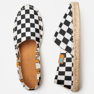 Black + White Check Mens Sandals Espadrilles Shoes