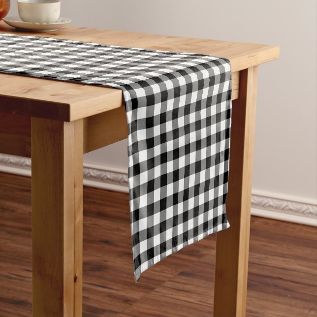 black white check pattern Country table runner (In Situ)