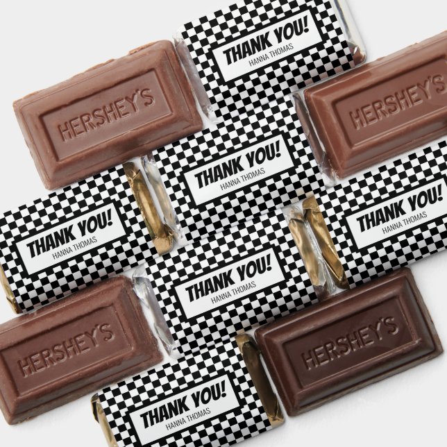 Black White Check Pattern Racing Theme Birthday Hershey's Miniatures (Assorted)
