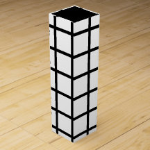 Black & White Check Pattern Wine Bottle Gift Box