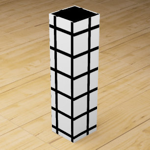 Black & White Check Pattern Wine Bottle Gift Box
