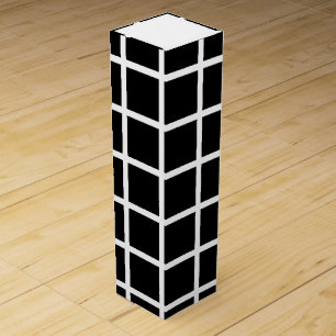 Black & White Check Pattern Wine Bottle Gift Box