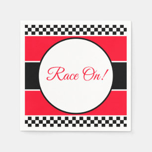 Black White Check With Red Napkins