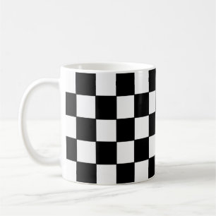 Black white checked coffee mug
