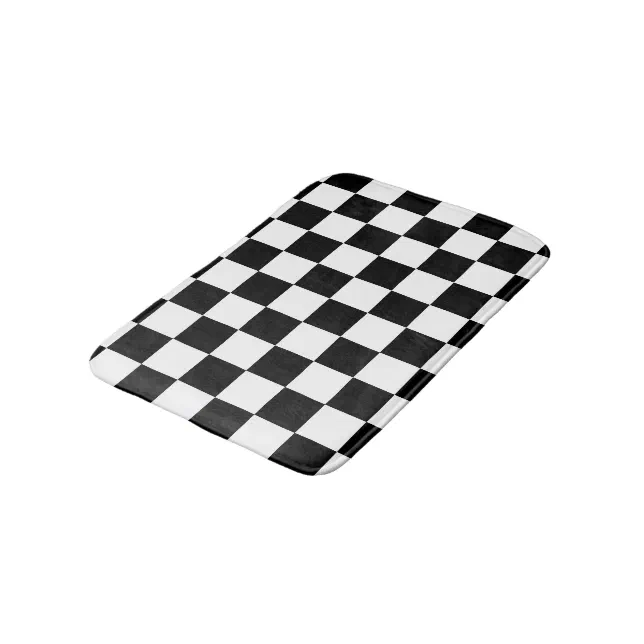 Black White Checker Bathroom Mat Zazzle