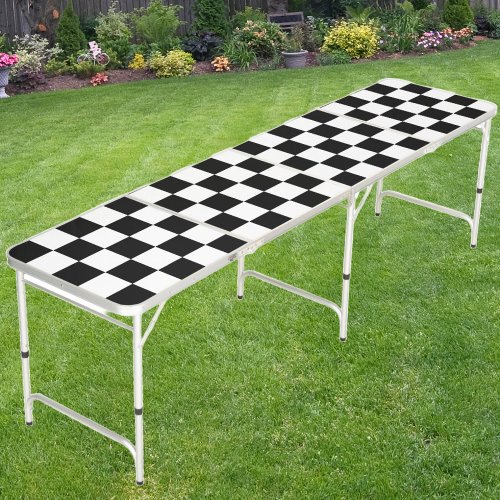 Black  White Checker Beer Pong Table