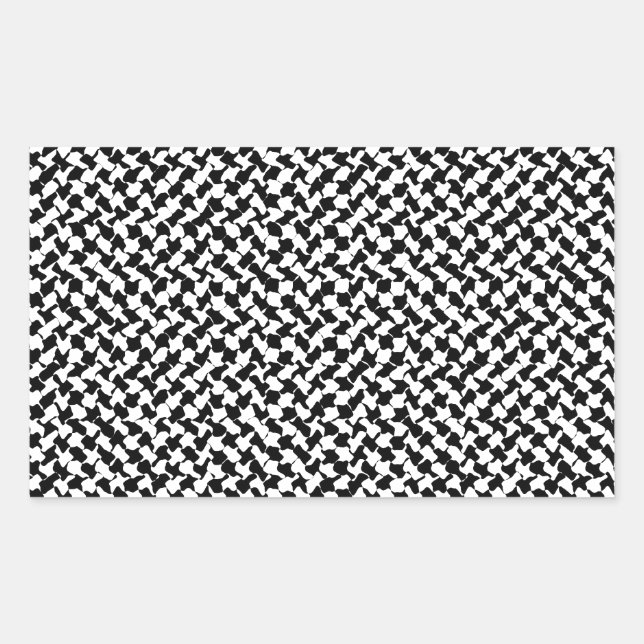Black White Checker Board Rectangular Sticker (Front)