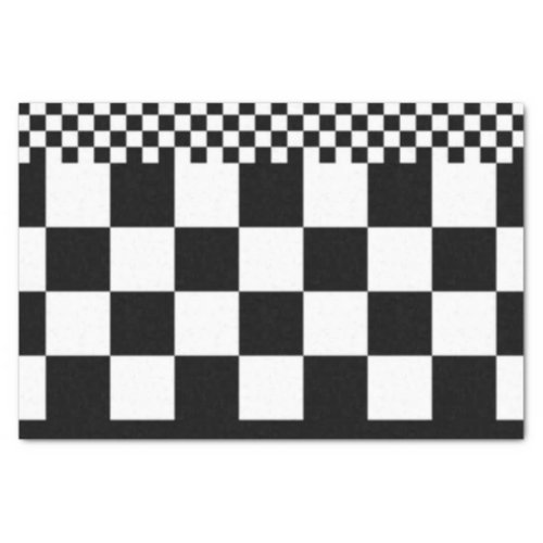 Black  White Checker Board  Stripes Tissue Paper