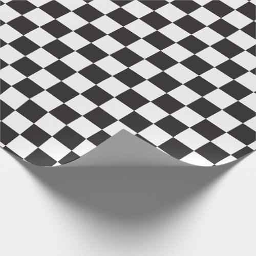 Black  White Checker Checkerboard Checkers Wrapping Paper