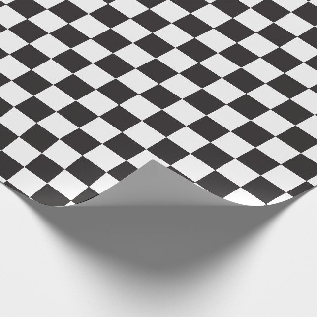 Black & [White] Checker Checkerboard Checkers Wrapping Paper (Corner)