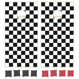 Black & White Checker Cornhole Set