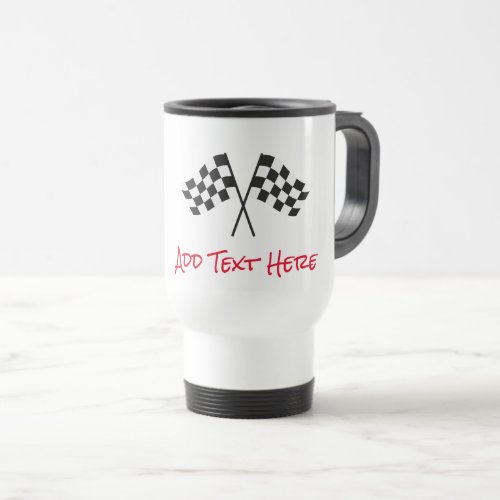Black White Checker Flags Sports Fans Car Racing Travel Mug