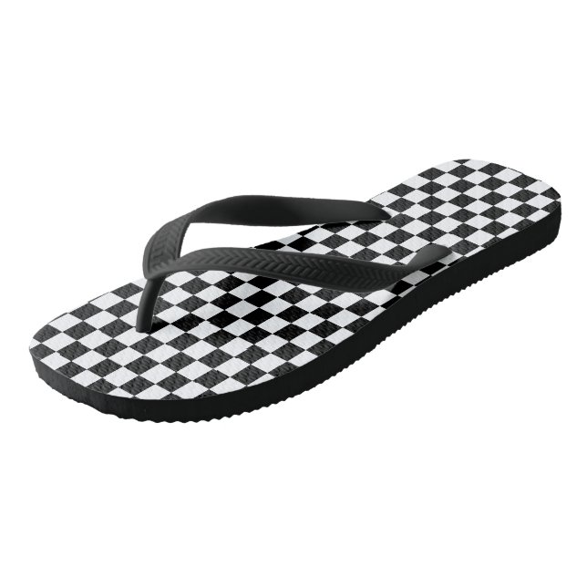 Black & White Checker Flip Flops (Angled)