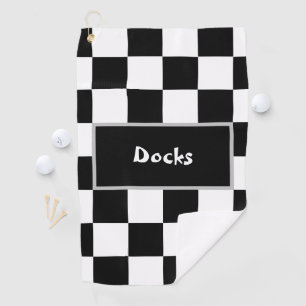 Black White Checker Golf Towel