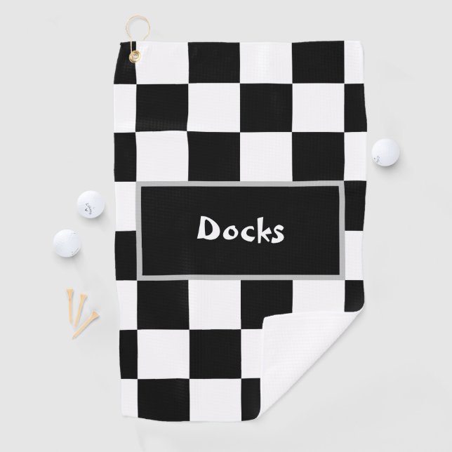 Black White Checker  Golf Towel (InSitu)