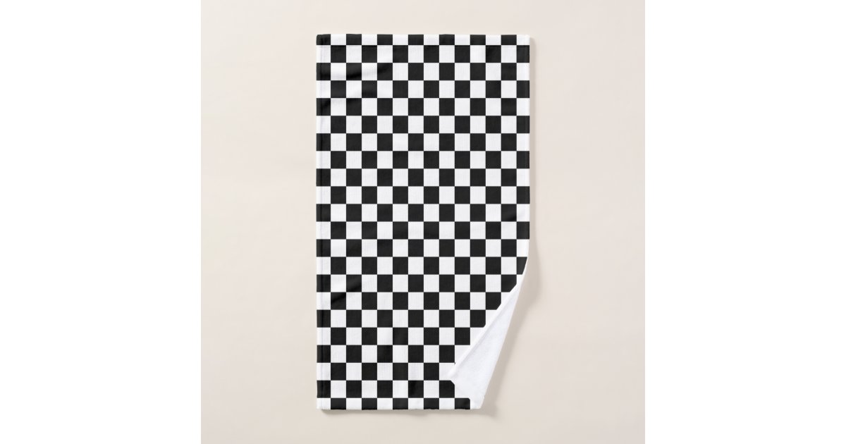 Checkered - White and Black Hand & Bath Towel by